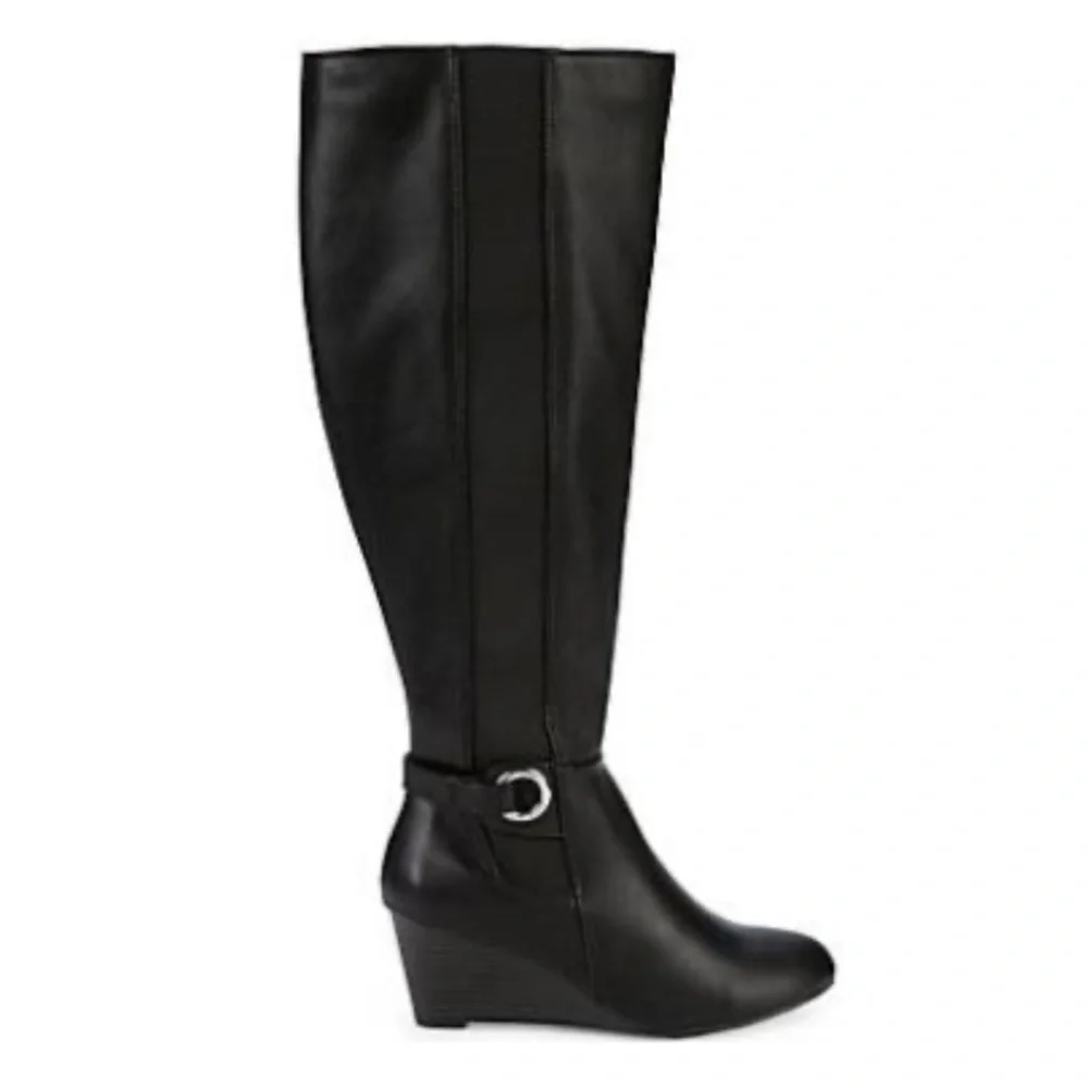 New Women's Lexi & Abbie Tall Black Wedge Boots